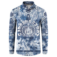 Samoa 685 Button Sweatshirt Polynesian Pattern Tie Dye Style LT05 Blue - Polynesian Pride