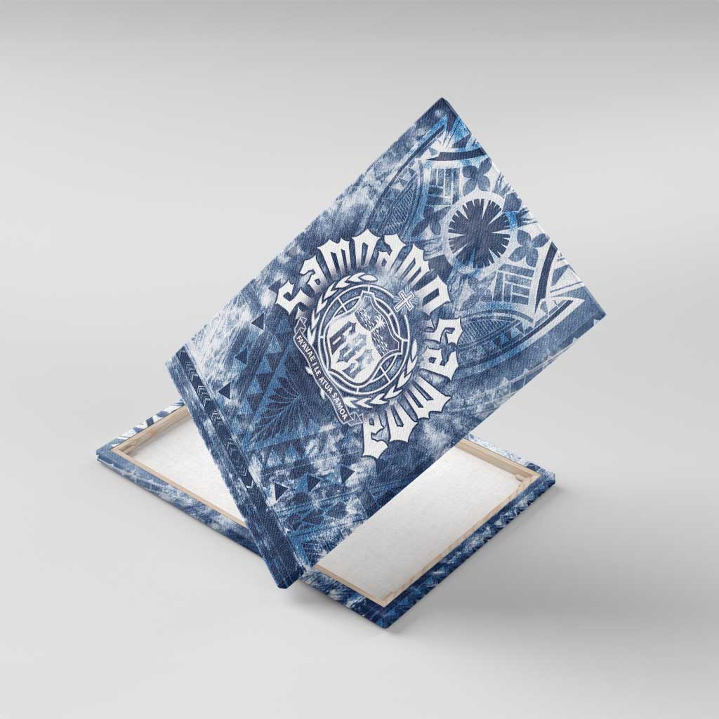 Samoa 685 Canvas Wall Art Polynesian Pattern Tie Dye Style LT05 With Frame Blue - Polynesian Pride