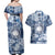 Samoa 685 Couples Matching Off Shoulder Maxi Dress and Hawaiian Shirt Polynesian Pattern Tie Dye Style