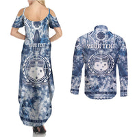 Samoa 685 Couples Matching Summer Maxi Dress and Long Sleeve Button Shirt Polynesian Pattern Tie Dye Style LT05 - Polynesian Pride