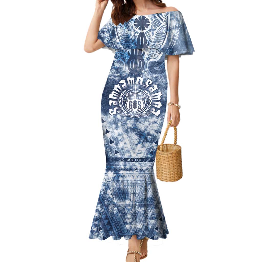 Samoa 685 Family Matching Mermaid Dress and Hawaiian Shirt Polynesian Pattern Tie Dye Style