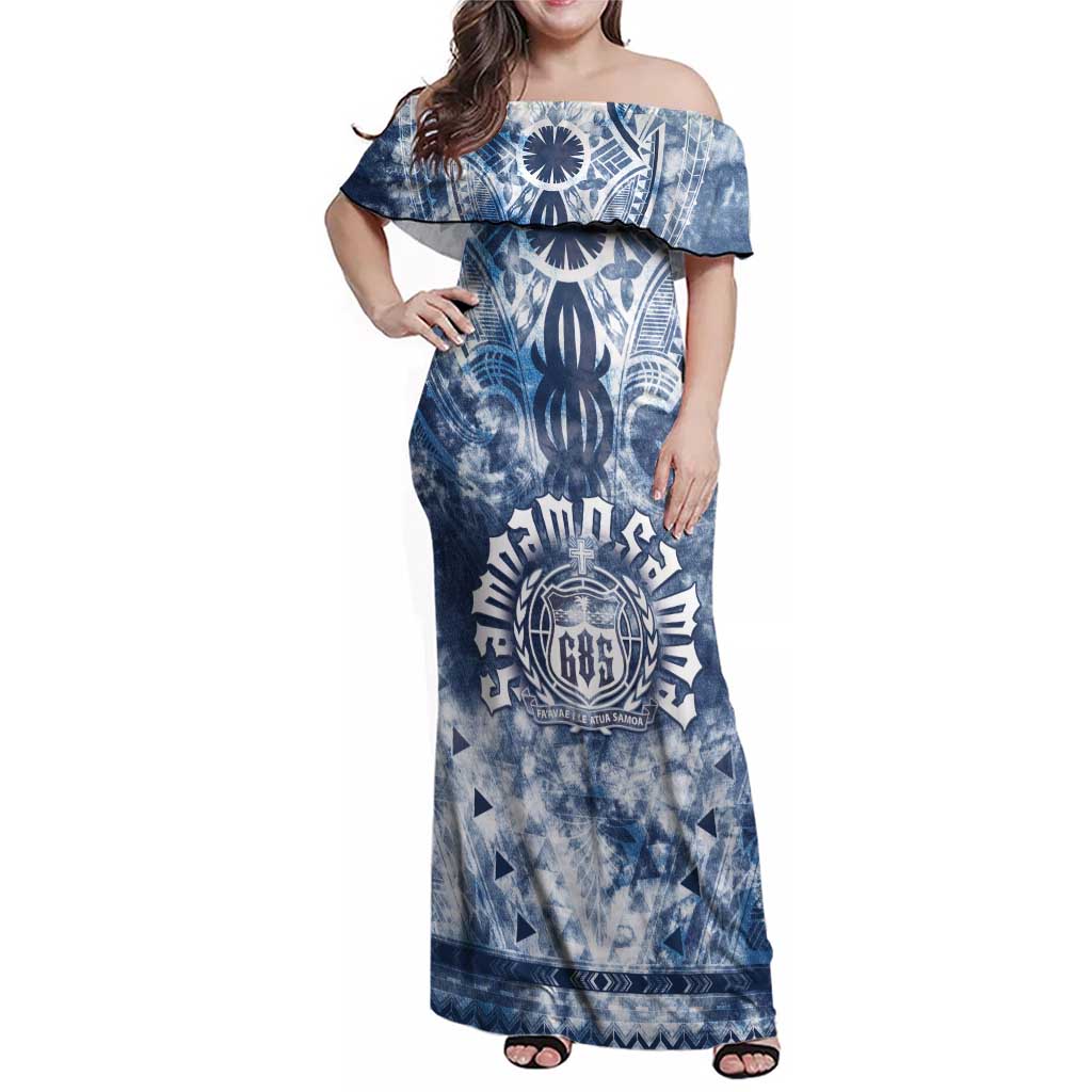 Samoa 685 Family Matching Off Shoulder Maxi Dress and Hawaiian Shirt Polynesian Pattern Tie Dye Style