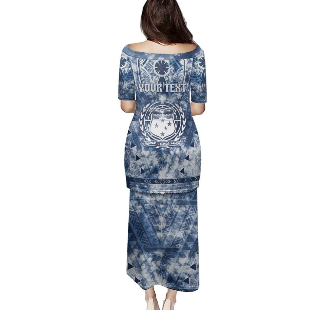 Samoa 685 Family Matching Puletasi and Hawaiian Shirt Polynesian Pattern Tie Dye Style