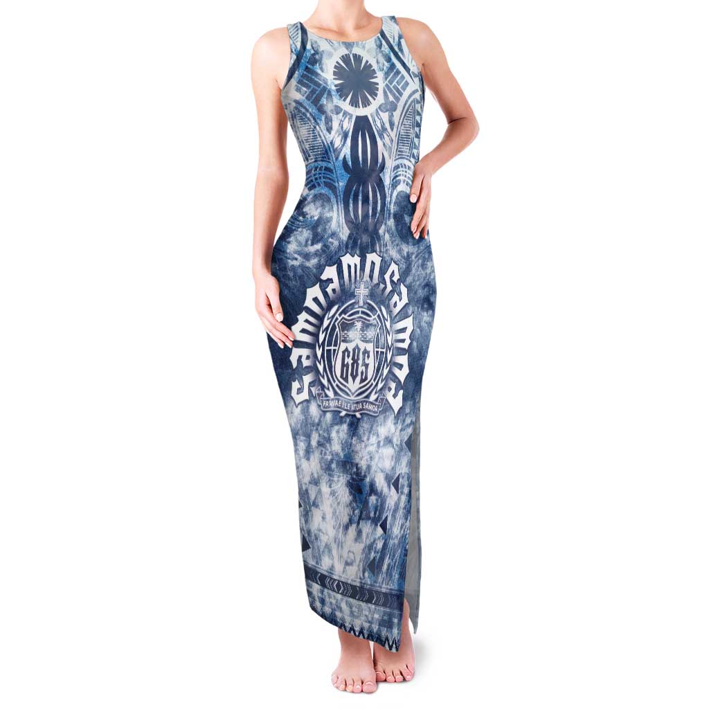 Samoa 685 Family Matching Tank Maxi Dress and Hawaiian Shirt Polynesian Pattern Tie Dye Style