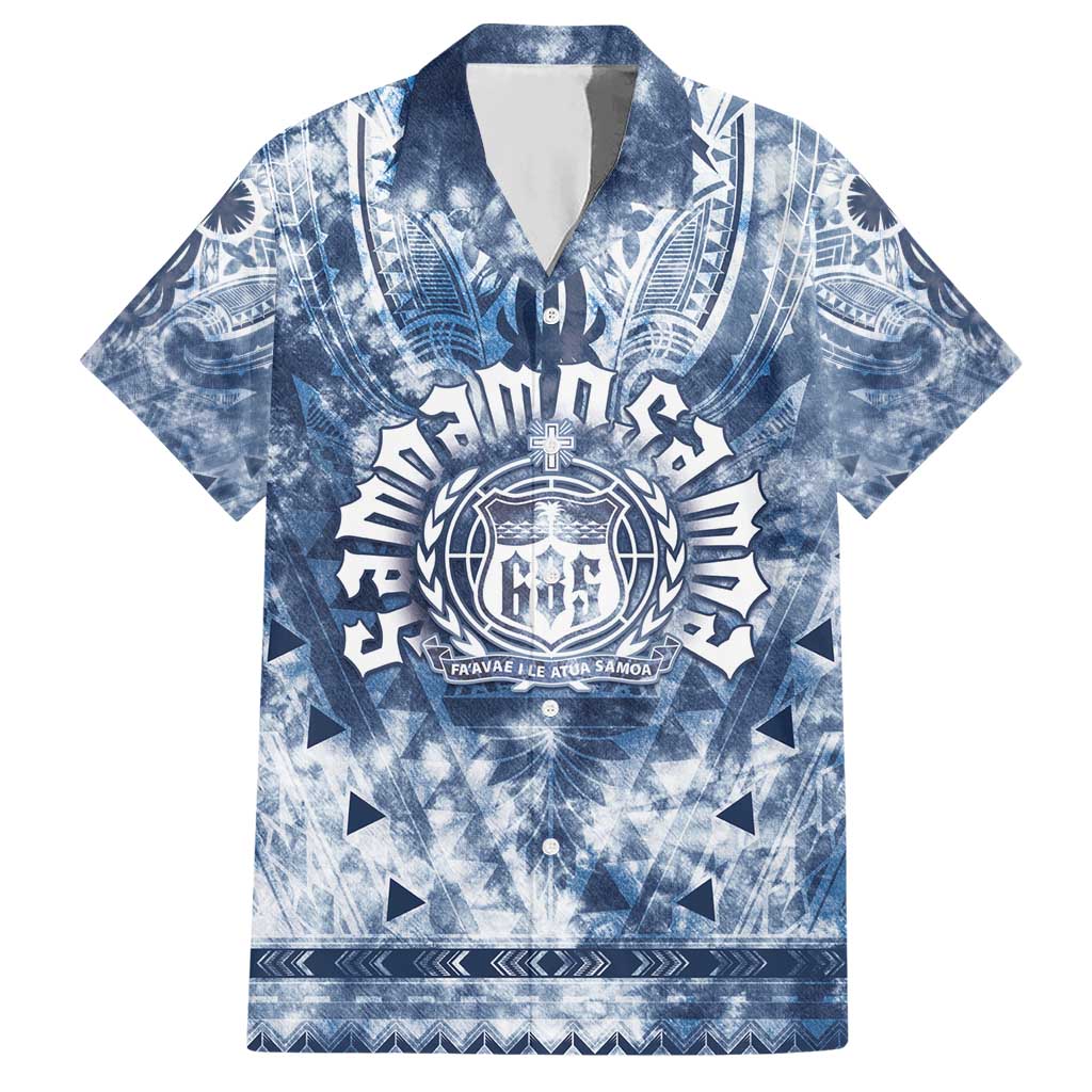 Samoa 685 Hawaiian Shirt Polynesian Pattern Tie Dye Style LT05 Blue - Polynesian Pride