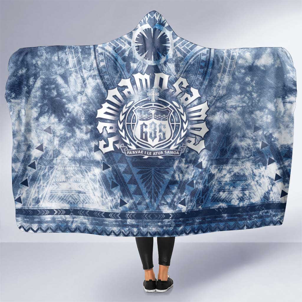 Samoa 685 Hooded Blanket Polynesian Pattern Tie Dye Style LT05 One Size Blue - Polynesian Pride