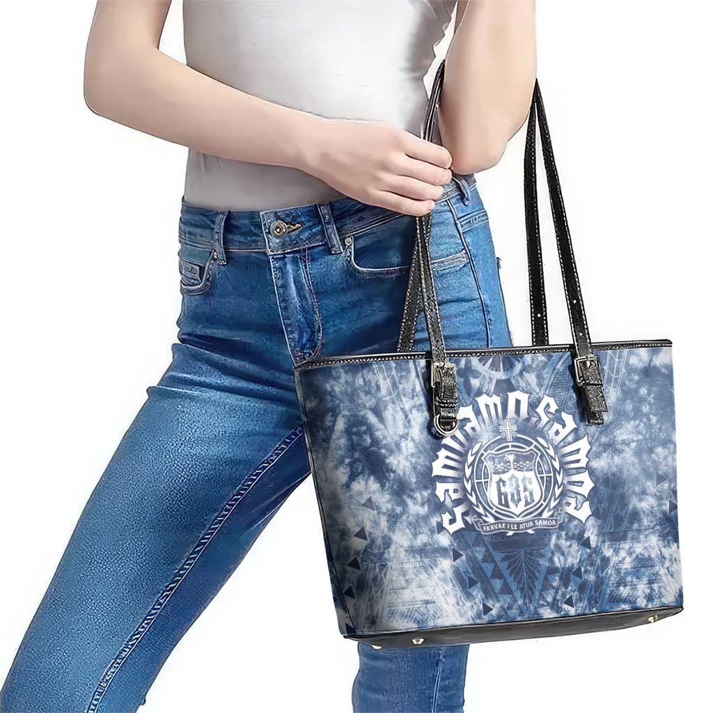 Samoa 685 Leather Tote Bag Polynesian Pattern Tie Dye Style LT05 - Polynesian Pride