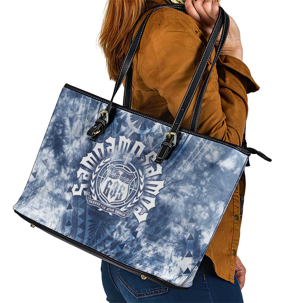 Samoa 685 Leather Tote Bag Polynesian Pattern Tie Dye Style LT05 - Polynesian Pride
