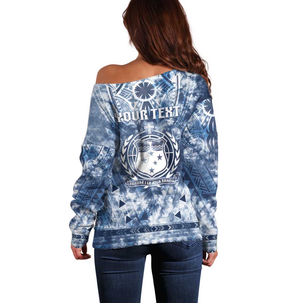 Samoa 685 Off Shoulder Sweater Polynesian Pattern Tie Dye Style