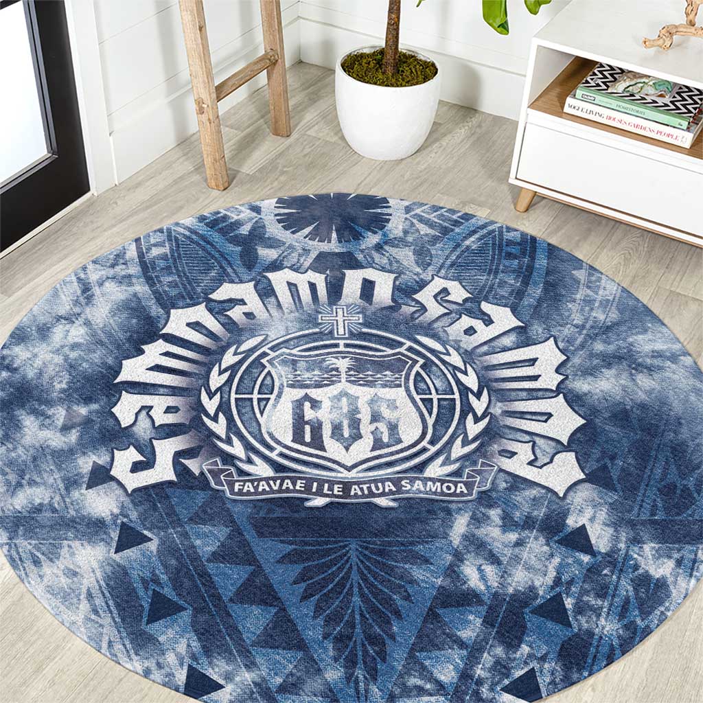 Samoa 685 Round Carpet Polynesian Pattern Tie Dye Style