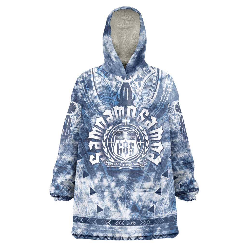 Samoa 685 Wearable Blanket Hoodie Polynesian Pattern Tie Dye Style LT05 One Size Blue - Polynesian Pride