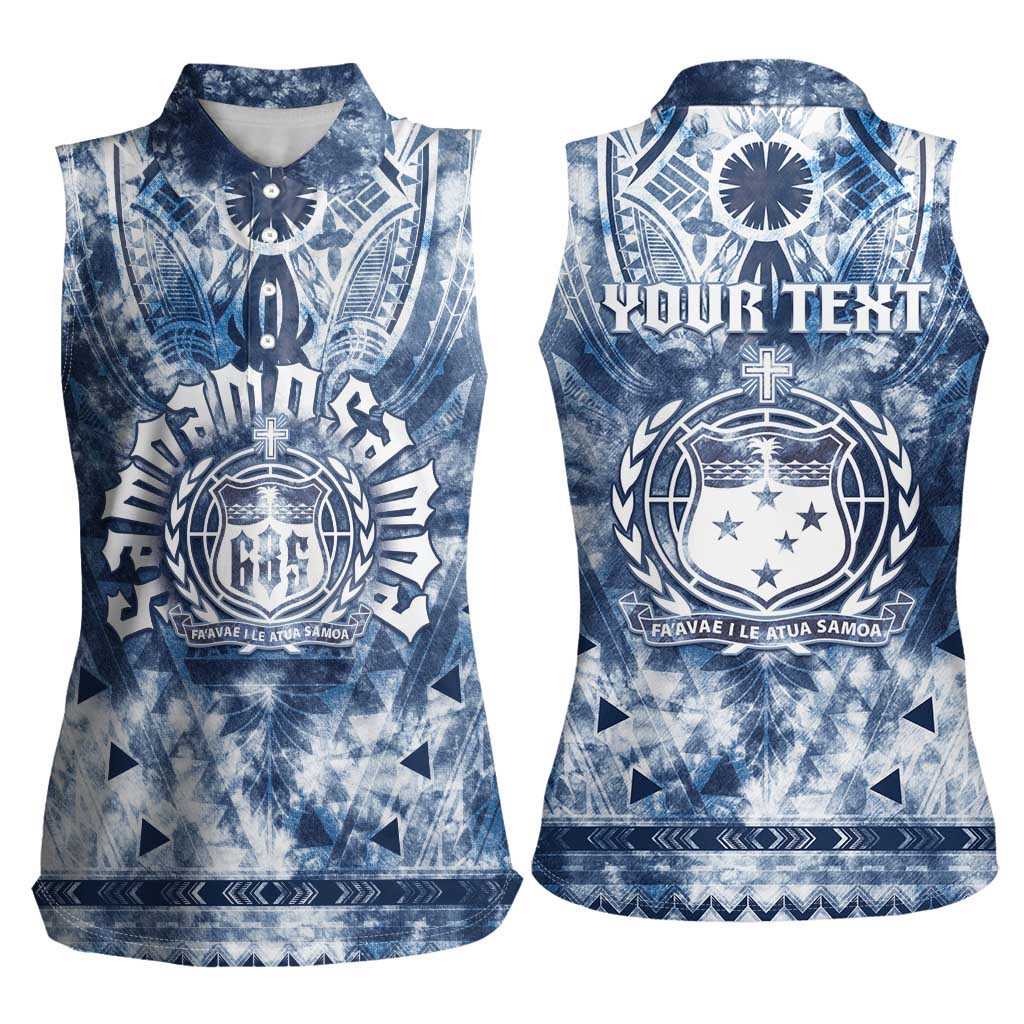 Samoa 685 Women Sleeveless Polo Shirt Polynesian Pattern Tie Dye Style LT05 - Polynesian Pride