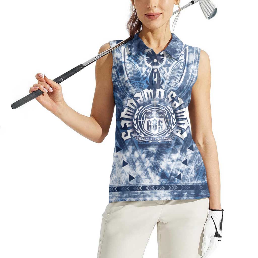 Samoa 685 Women Sleeveless Polo Shirt Polynesian Pattern Tie Dye Style LT05 - Polynesian Pride
