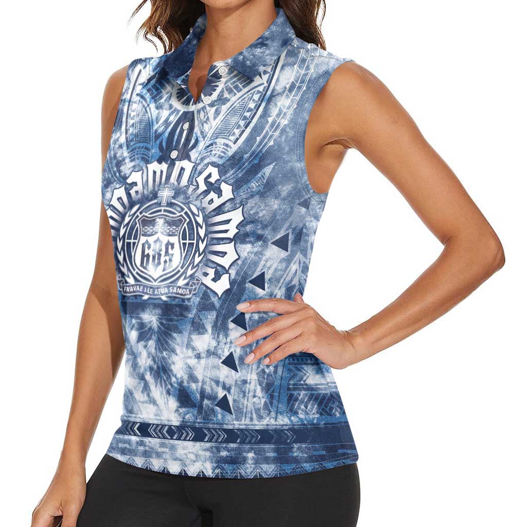 Samoa 685 Women Sleeveless Polo Shirt Polynesian Pattern Tie Dye Style LT05 - Polynesian Pride