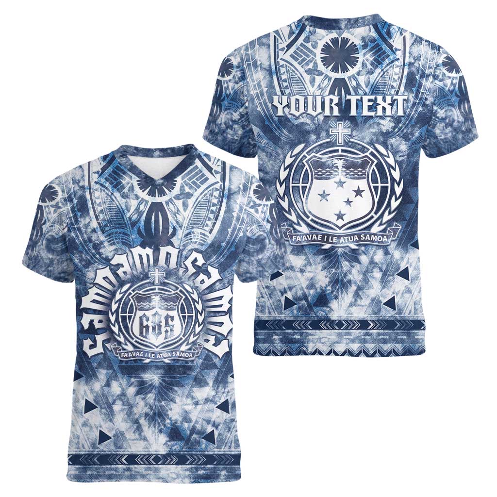 Samoa 685 Women V-Neck T-Shirt Polynesian Pattern Tie Dye Style LT05 - Polynesian Pride