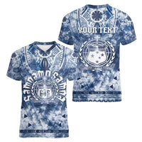 Samoa 685 Women V-Neck T-Shirt Polynesian Pattern Tie Dye Style LT05 - Polynesian Pride