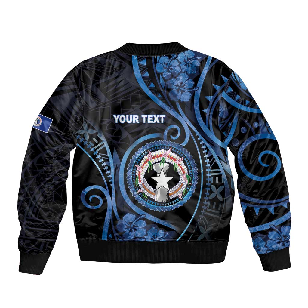 Personalized Northern Mariana Islands Bomber Jacket Ocean Floral Pattern