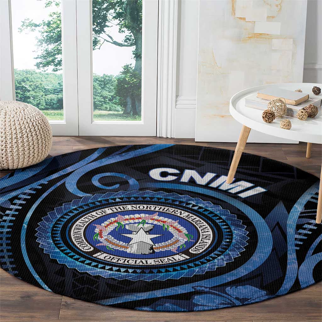 Northern Mariana Islands Round Carpet Ocean Floral Pattern LT05