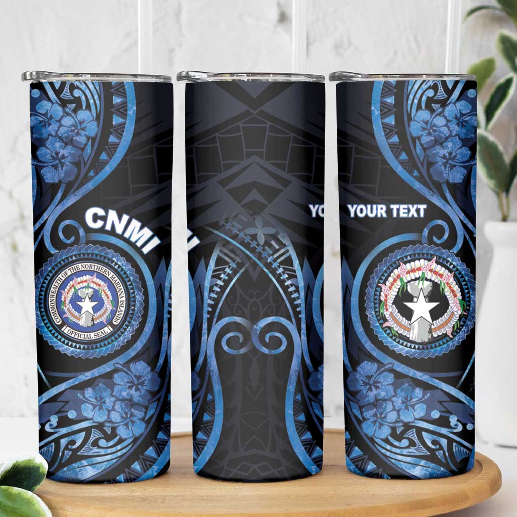 Personalized Northern Mariana Islands Skinny Tumbler Ocean Floral Pattern