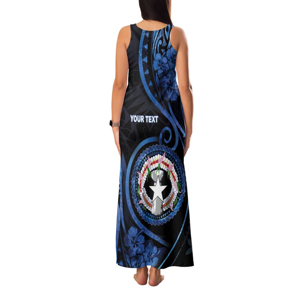 Personalized Northern Mariana Islands Tank Maxi Dress Ocean Floral Pattern