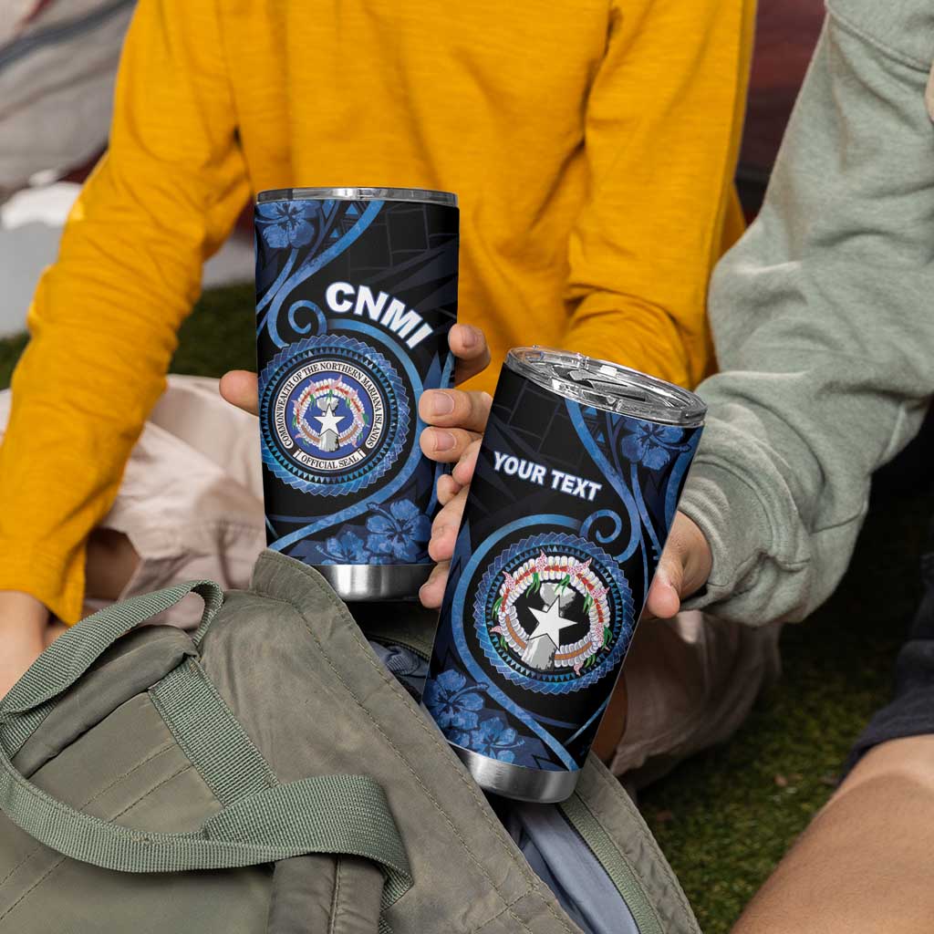 Personalized Northern Mariana Islands Tumbler Cup Ocean Floral Pattern