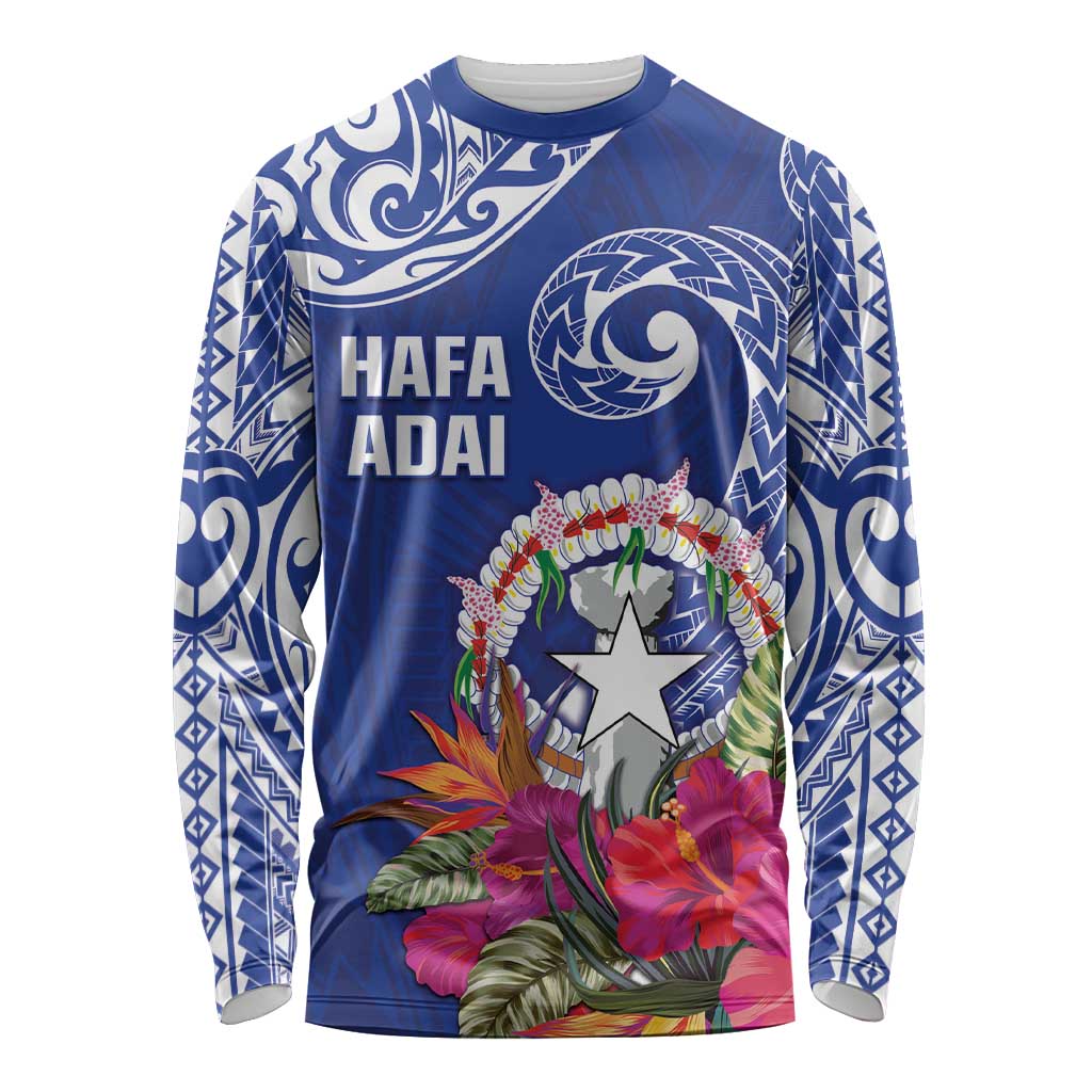 Hafa Adai Northern Mariana Islands Long Sleeve Shirt Polynesian Tribal Pattern