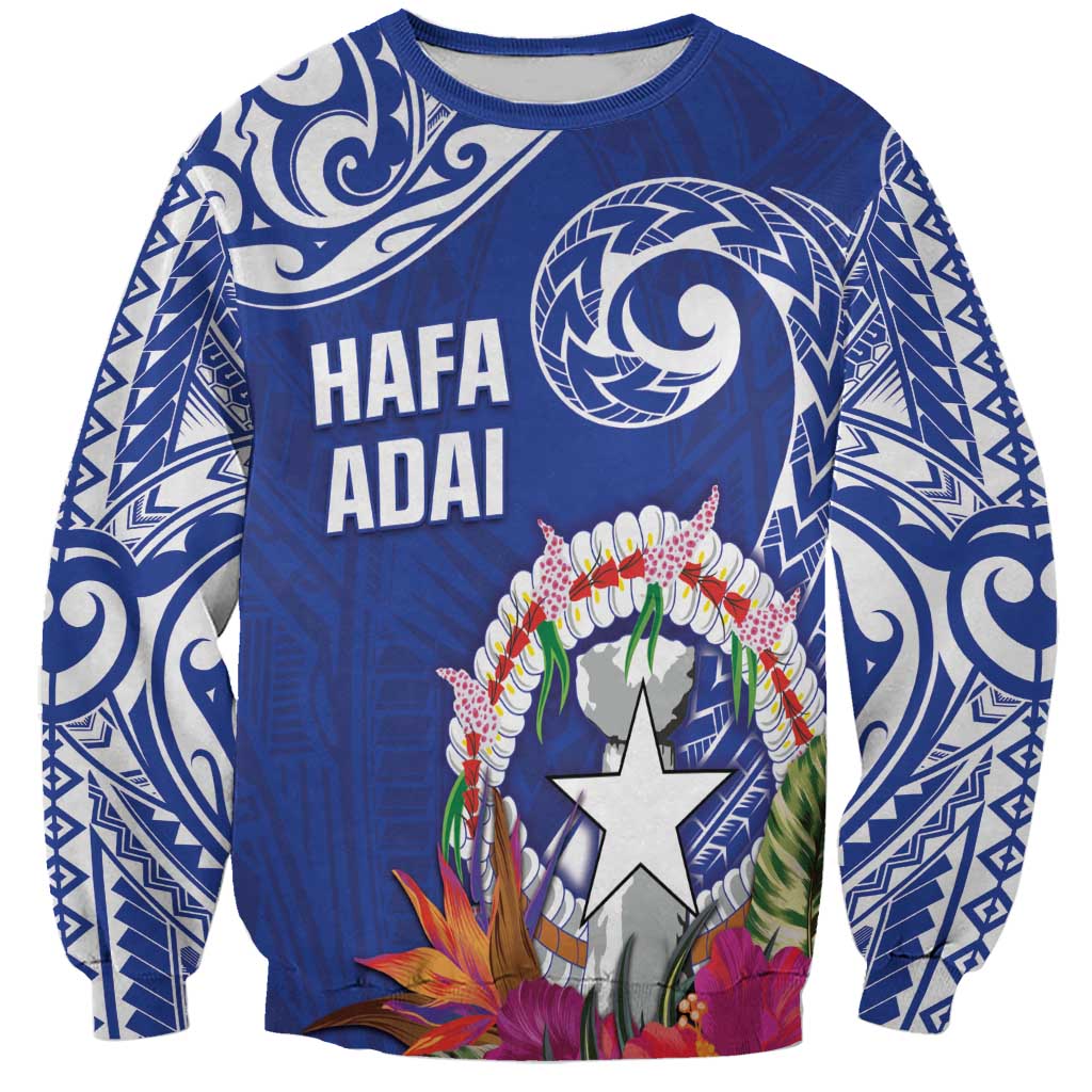 Hafa Adai Northern Mariana Islands Sweatshirt Polynesian Tribal Pattern