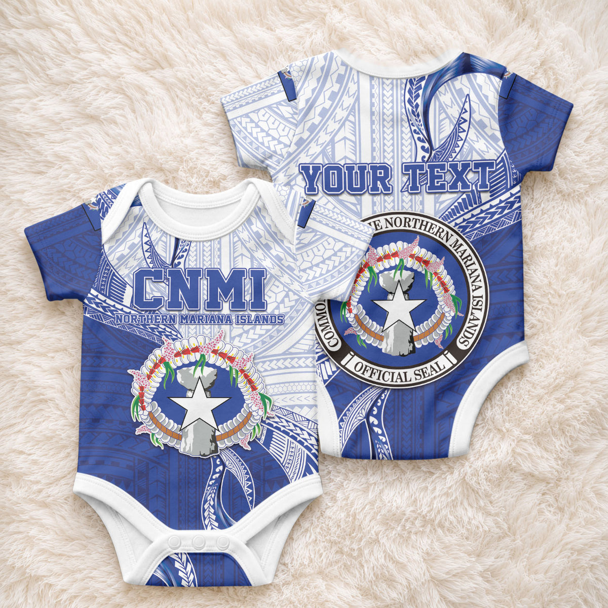 Personalized Northern Mariana Islands Baby Onesie CNMI Seal LT05 - Polynesian Pride