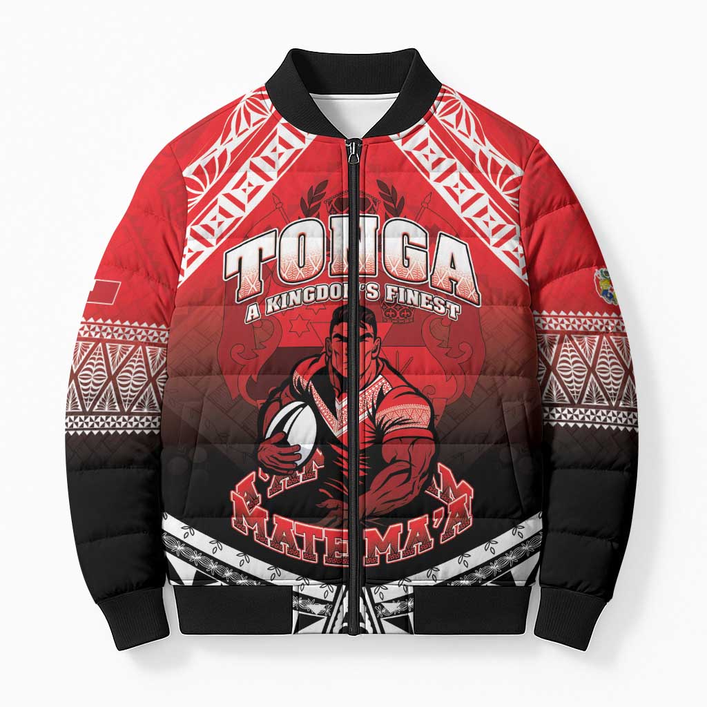 Custom Rugby Tonga MMT Bomber Puffer Jacket Mana O Tonga - Polynesian Pride