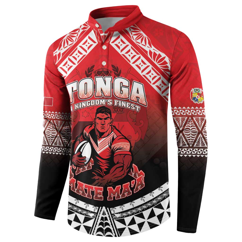 Custom Rugby Tonga MMT Button Sweatshirt Mana O Tonga - Polynesian Pride