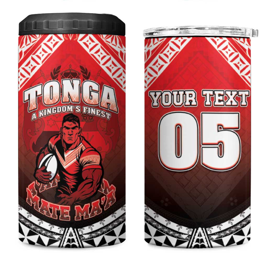 Custom Rugby Tonga MMT 4 in 1 Can Cooler Tumbler Mana O Tonga - Polynesian Pride