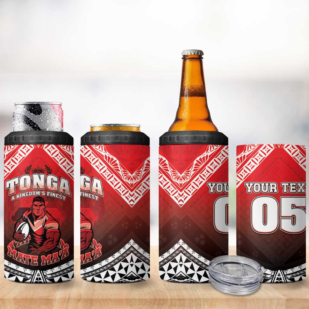 Custom Rugby Tonga MMT 4 in 1 Can Cooler Tumbler Mana O Tonga - Polynesian Pride