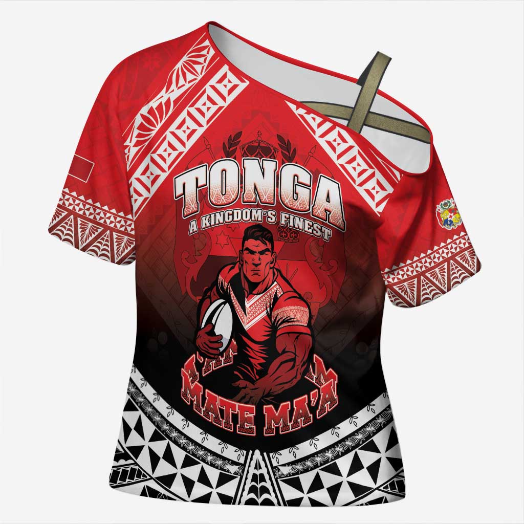 Custom Rugby Tonga MMT Cross Shoulder Shirt Mana O Tonga - Polynesian Pride