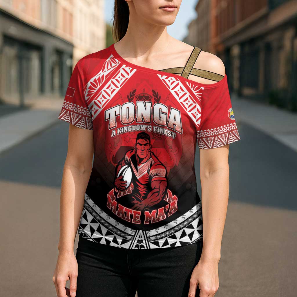 Custom Rugby Tonga MMT Cross Shoulder Shirt Mana O Tonga - Polynesian Pride
