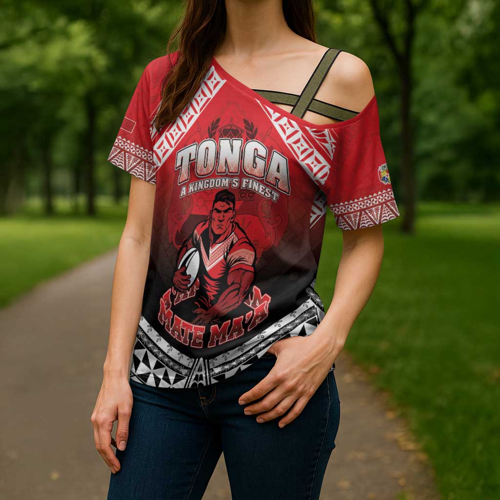 Custom Rugby Tonga MMT Cross Shoulder Shirt Mana O Tonga - Polynesian Pride