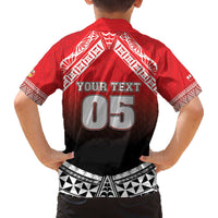 Custom Rugby Tonga MMT Family Matching Off The Shoulder Long Sleeve Dress and Hawaiian Shirt Mana O Tonga - Polynesian Pride