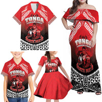 Custom Rugby Tonga MMT Family Matching Off Shoulder Maxi Dress and Hawaiian Shirt Mana O Tonga - Polynesian Pride
