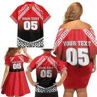 Custom Rugby Tonga MMT Family Matching Off Shoulder Short Dress and Hawaiian Shirt Mana O Tonga - Polynesian Pride