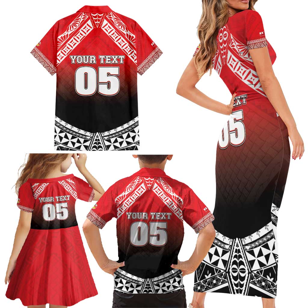 Custom Rugby Tonga MMT Family Matching Short Sleeve Bodycon Dress and Hawaiian Shirt Mana O Tonga - Polynesian Pride