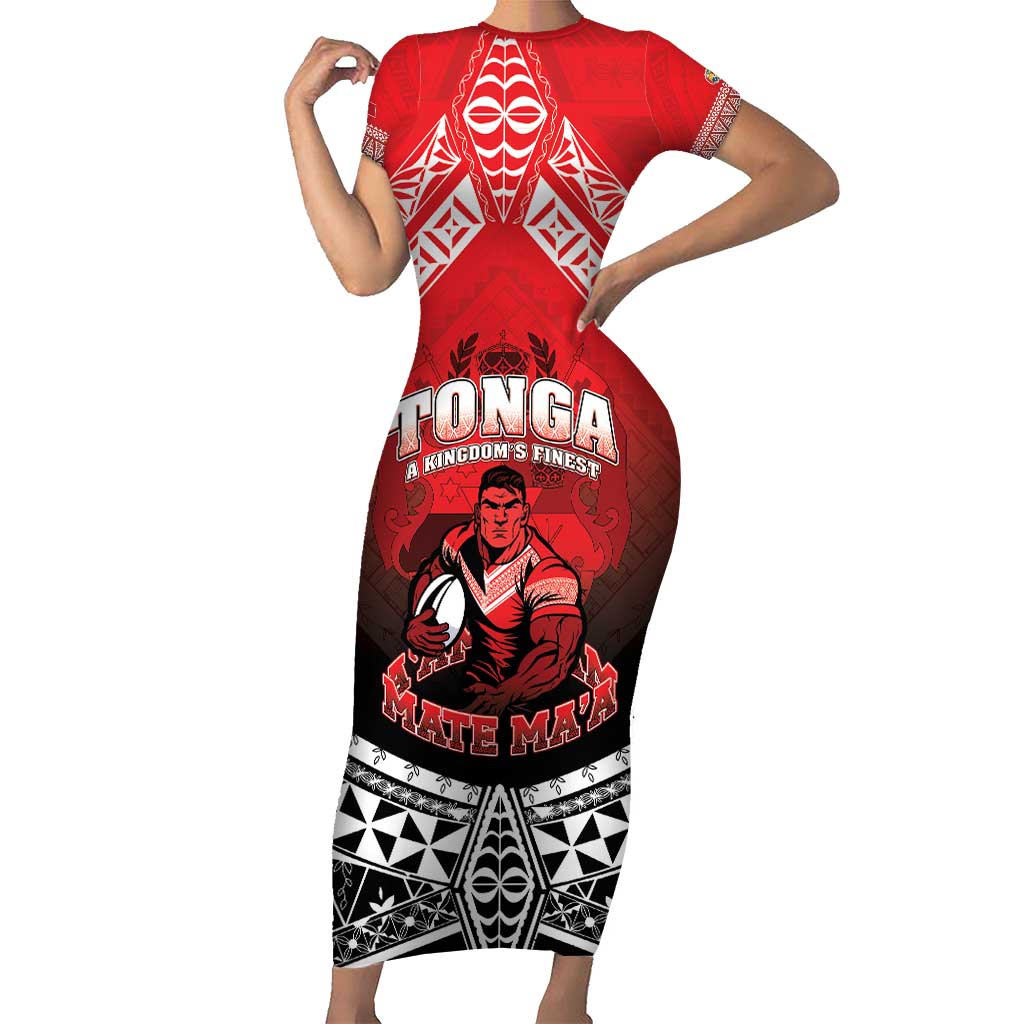 Custom Rugby Tonga MMT Family Matching Short Sleeve Bodycon Dress and Hawaiian Shirt Mana O Tonga - Polynesian Pride