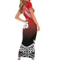 Custom Rugby Tonga MMT Family Matching Short Sleeve Bodycon Dress and Hawaiian Shirt Mana O Tonga - Polynesian Pride