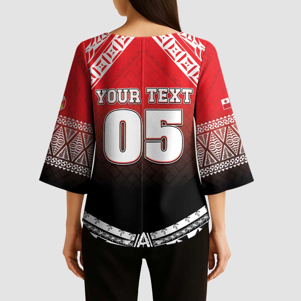 Custom Rugby Tonga MMT Kimono Sleeve Blouse Mana O Tonga - Polynesian Pride