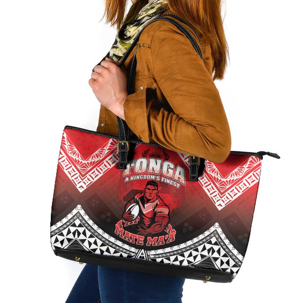 Rugby Tonga MMT Leather Tote Bag Mana O Tonga - Polynesian Pride