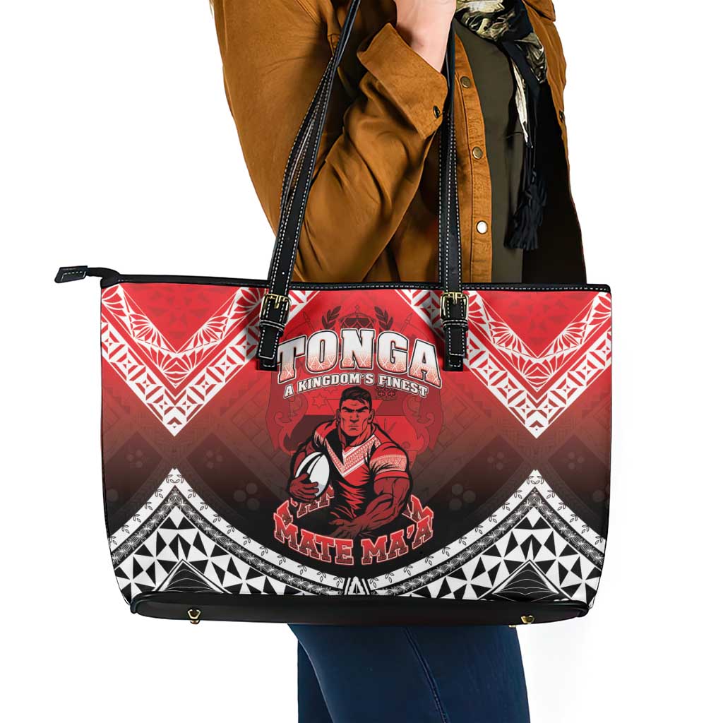 Rugby Tonga MMT Leather Tote Bag Mana O Tonga - Polynesian Pride