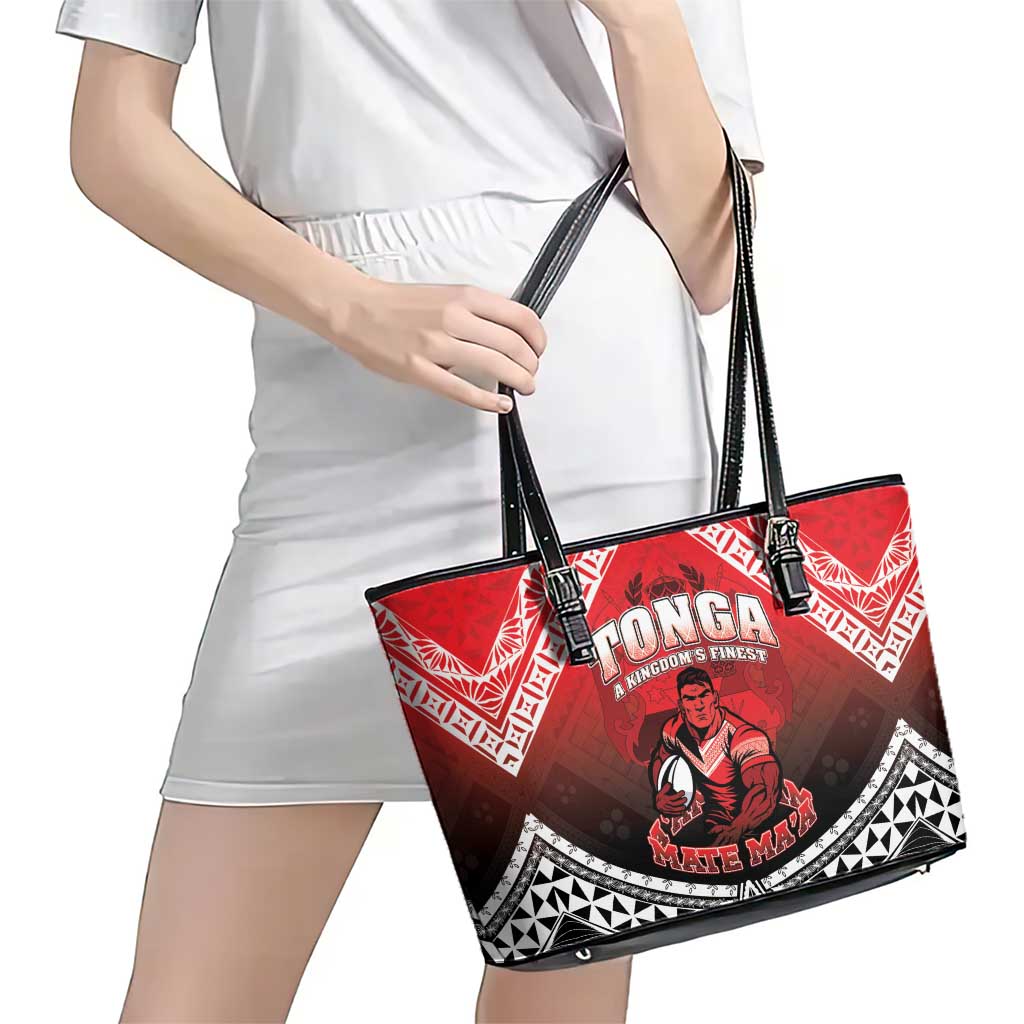 Rugby Tonga MMT Leather Tote Bag Mana O Tonga - Polynesian Pride