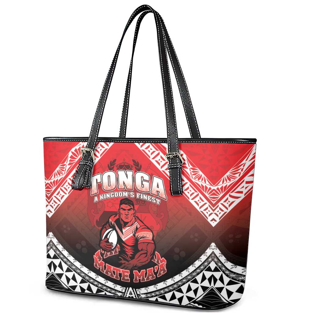 Rugby Tonga MMT Leather Tote Bag Mana O Tonga - Polynesian Pride