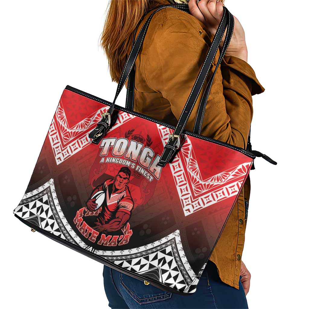 Rugby Tonga MMT Leather Tote Bag Mana O Tonga - Polynesian Pride