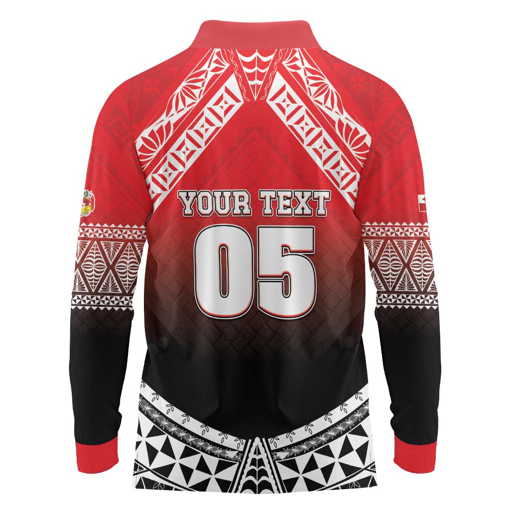Custom Rugby Tonga MMT Long Sleeve Polo Shirt Mana O Tonga - Polynesian Pride