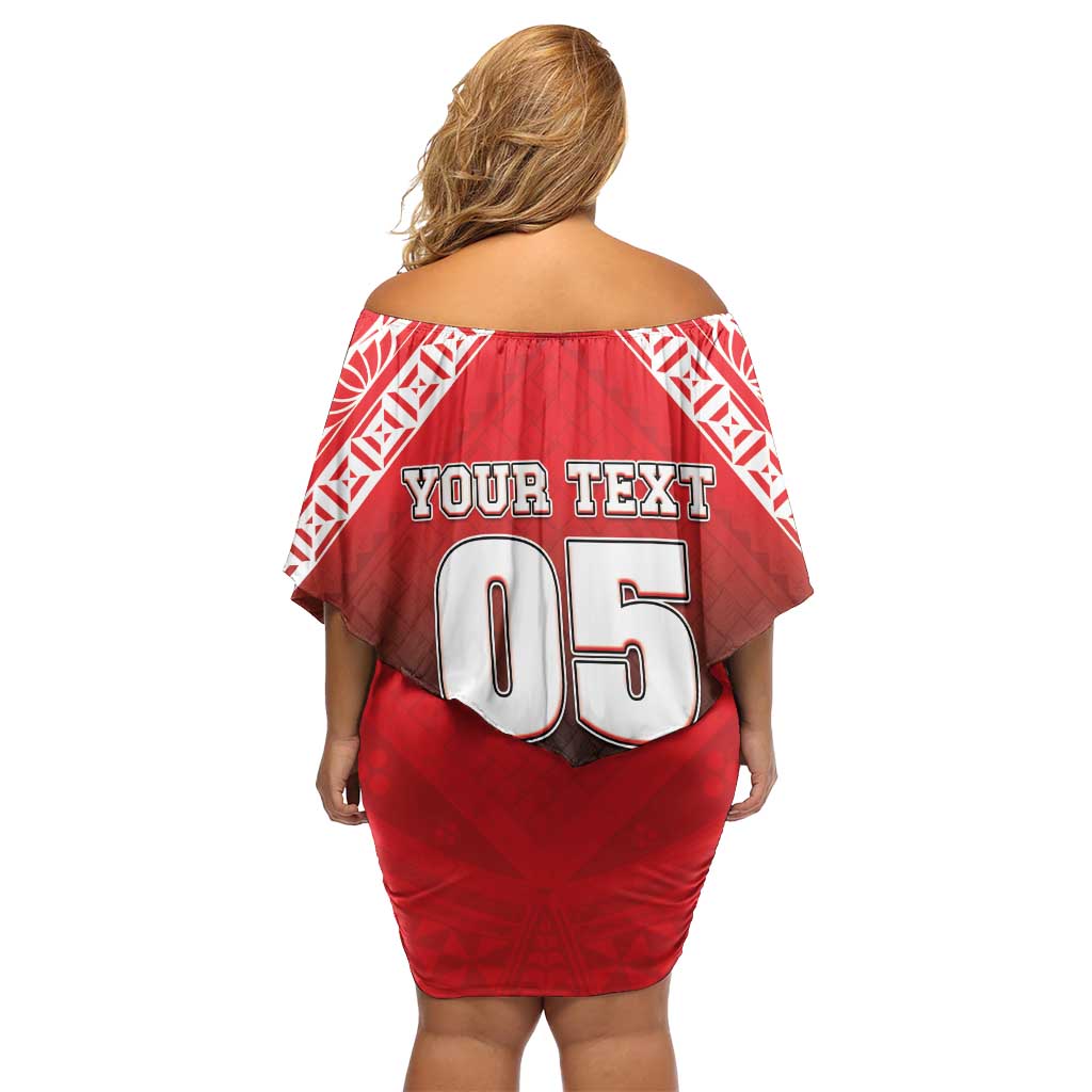 Custom Rugby Tonga MMT Off Shoulder Short Dress Mana O Tonga - Polynesian Pride