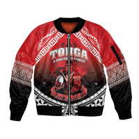 Custom Rugby Tonga MMT Sleeve Zip Bomber Jacket Mana O Tonga - Polynesian Pride